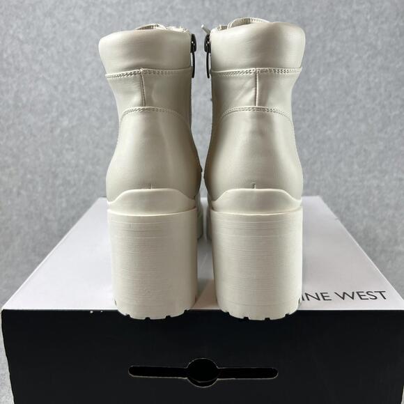 Y2K 90s Nine West Boots Chucky Platform Heels Ankle Faux Leather Womens 9.5 - Picture 7 of 9